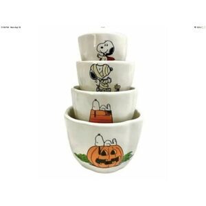 Rae Dunn Halloween Great Pumpkin Peanuts Snoopy Dry Measuring Cups 2023 NEW